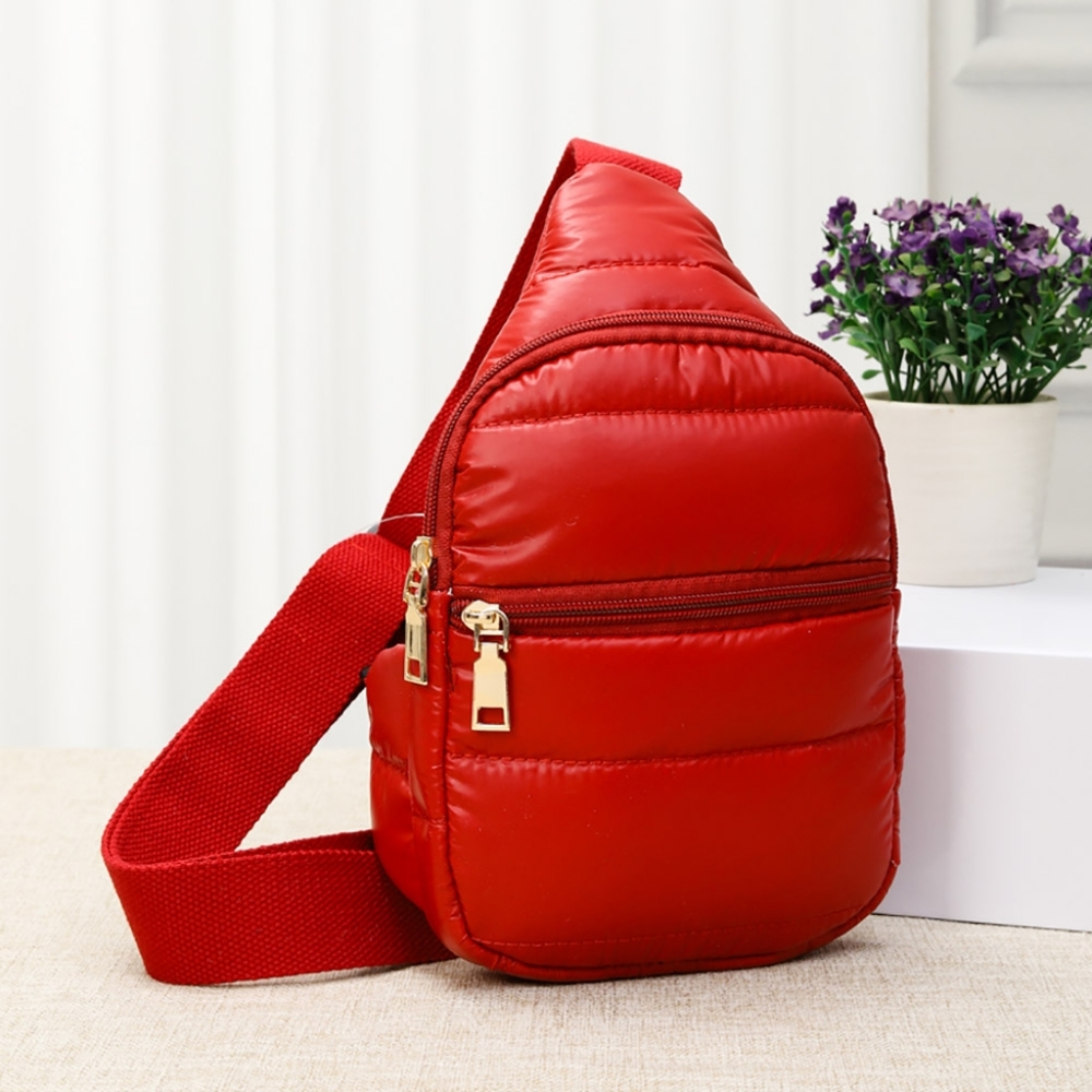 Red Puffer Sling Bag Cross Mini Purse Womens Fashion Accessory Statement